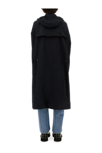 Bottega veneta men’s black hooded trench coat with sleek minimalist design and subtle button details