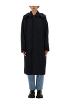 Bottega Veneta Men's Hooded Trench Coat Blue