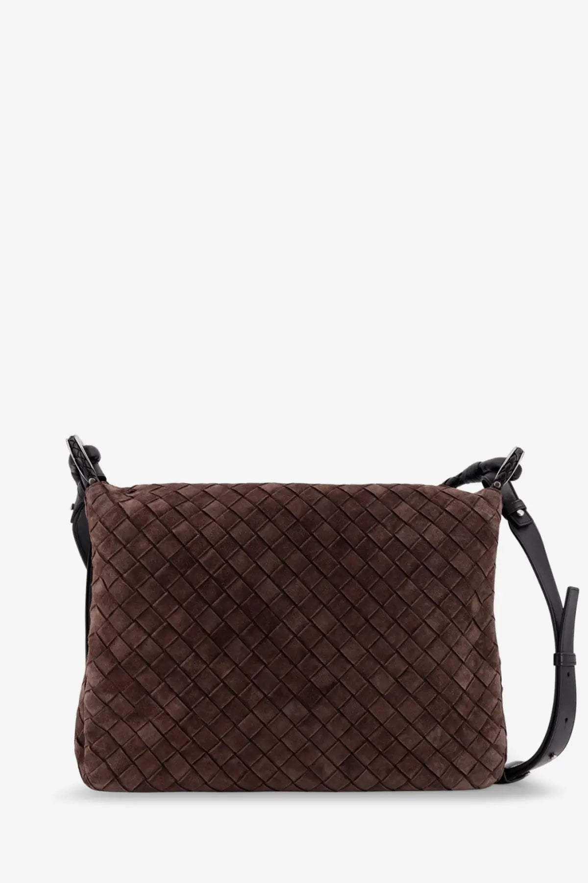 Bottega Veneta Men's Intrecciato Suede Shoulder Bag Brown, view 4