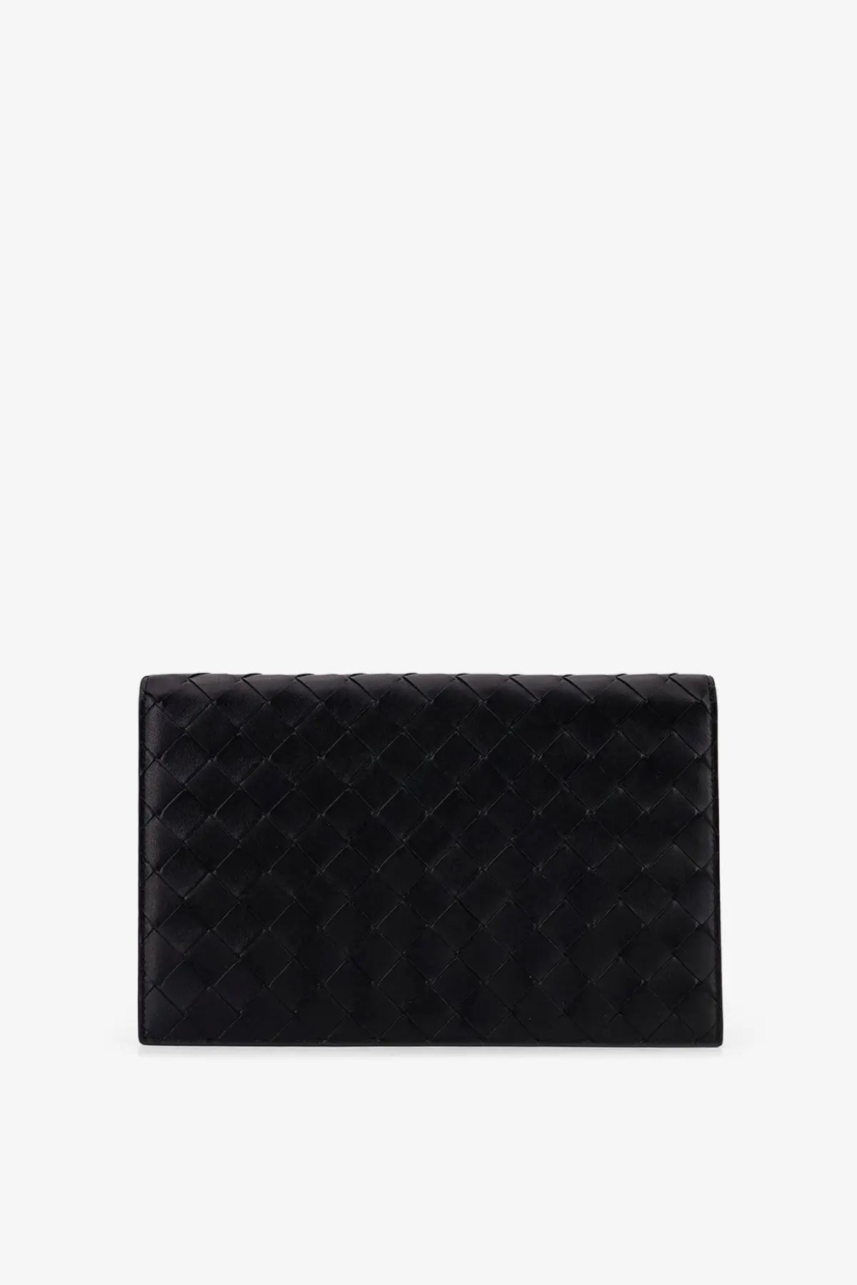 Bottega Veneta men’s black leather clutch bag with distinctive woven texture in leather material
