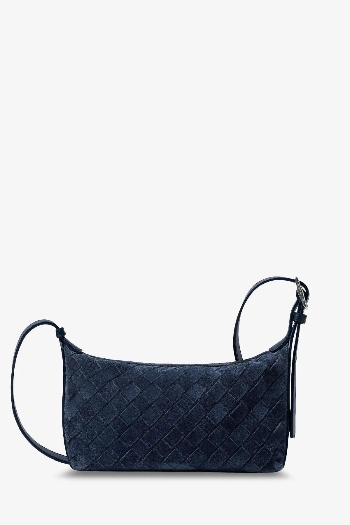 Bottega Veneta Men's Traveler Suede Shoulder Bag Silver, view 2