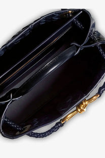 Black Bottega Veneta Andiamo woven leather bucket bag with gold hardware