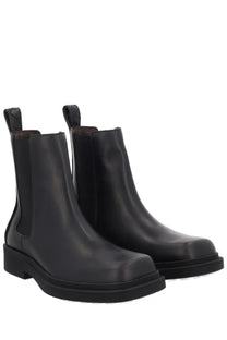 Bottega veneta women’s black leather chelsea boots with chunky sole and elastic side panels