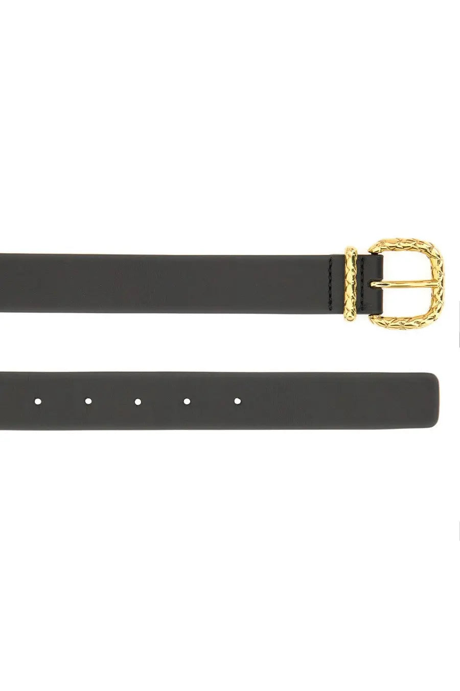 Black leather belt with gold-tone braided buckle from bottega veneta womens coaxial belt black