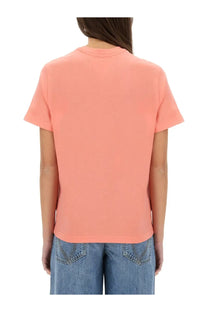 Bottega Veneta women’s soft coral cotton t-shirt with short sleeves crew neck and relaxed fit