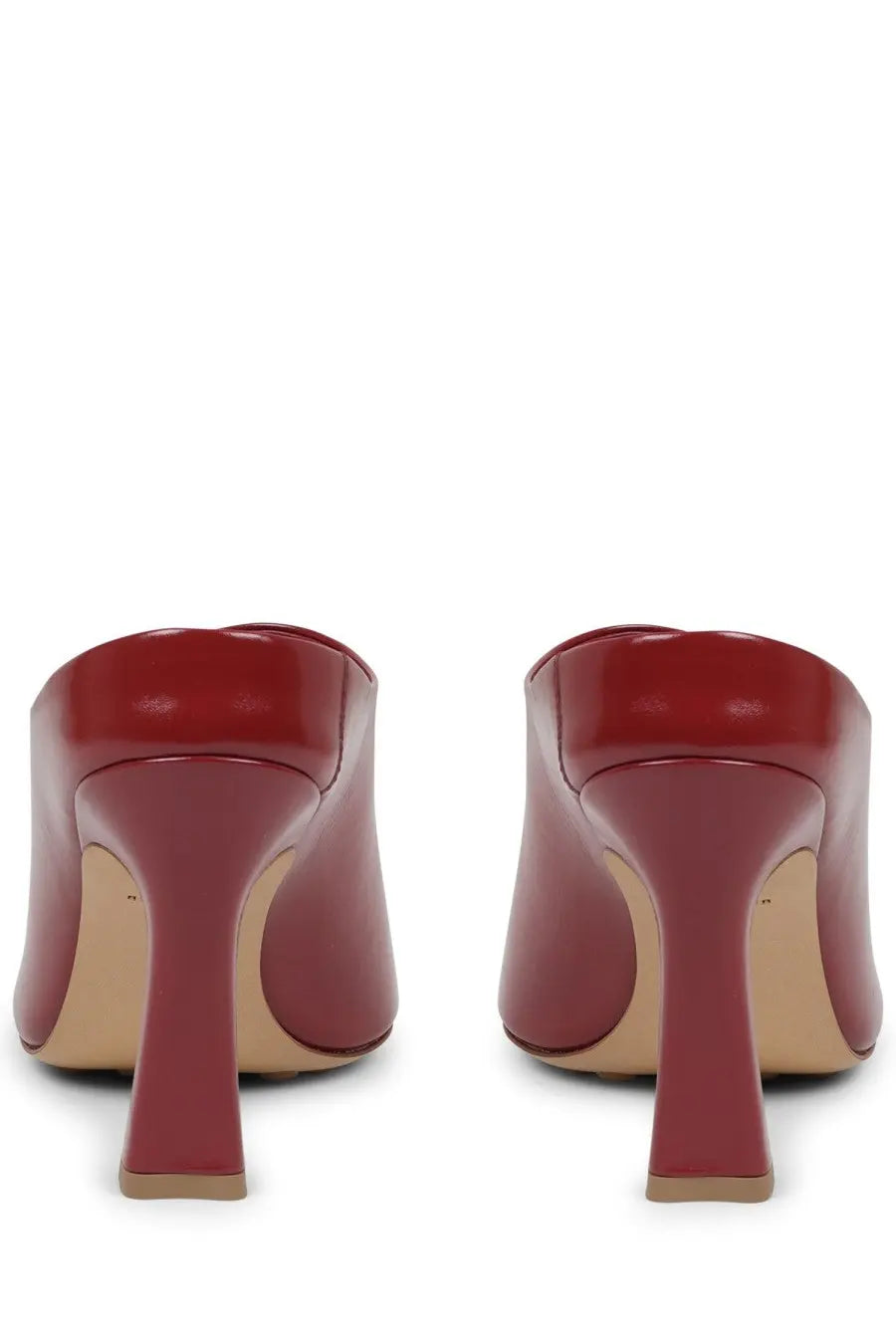 Bottega Veneta women’s mule shoe in frog red patent leather with a sleek modern heel design