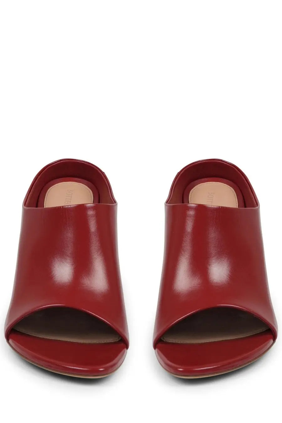 Red patent leather mule sandals with minimalist design by bottega veneta women’s mule shoe frog red