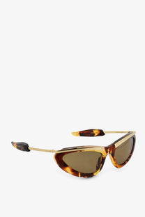 Bottega Veneta women’s prisma acetate sunglasses with tortoiseshell frames gold-tone metal and dark brown lenses