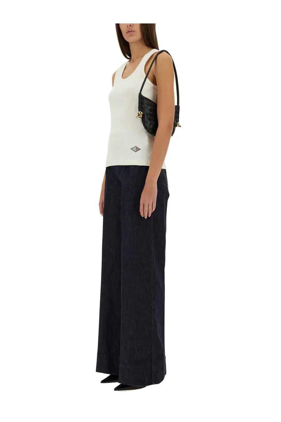 Bottega Veneta Women's Ribbed Cotton Jersey Top White, view 2