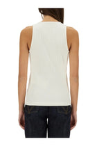 Bottega Veneta Women's Ribbed Cotton Jersey Top White, view 3