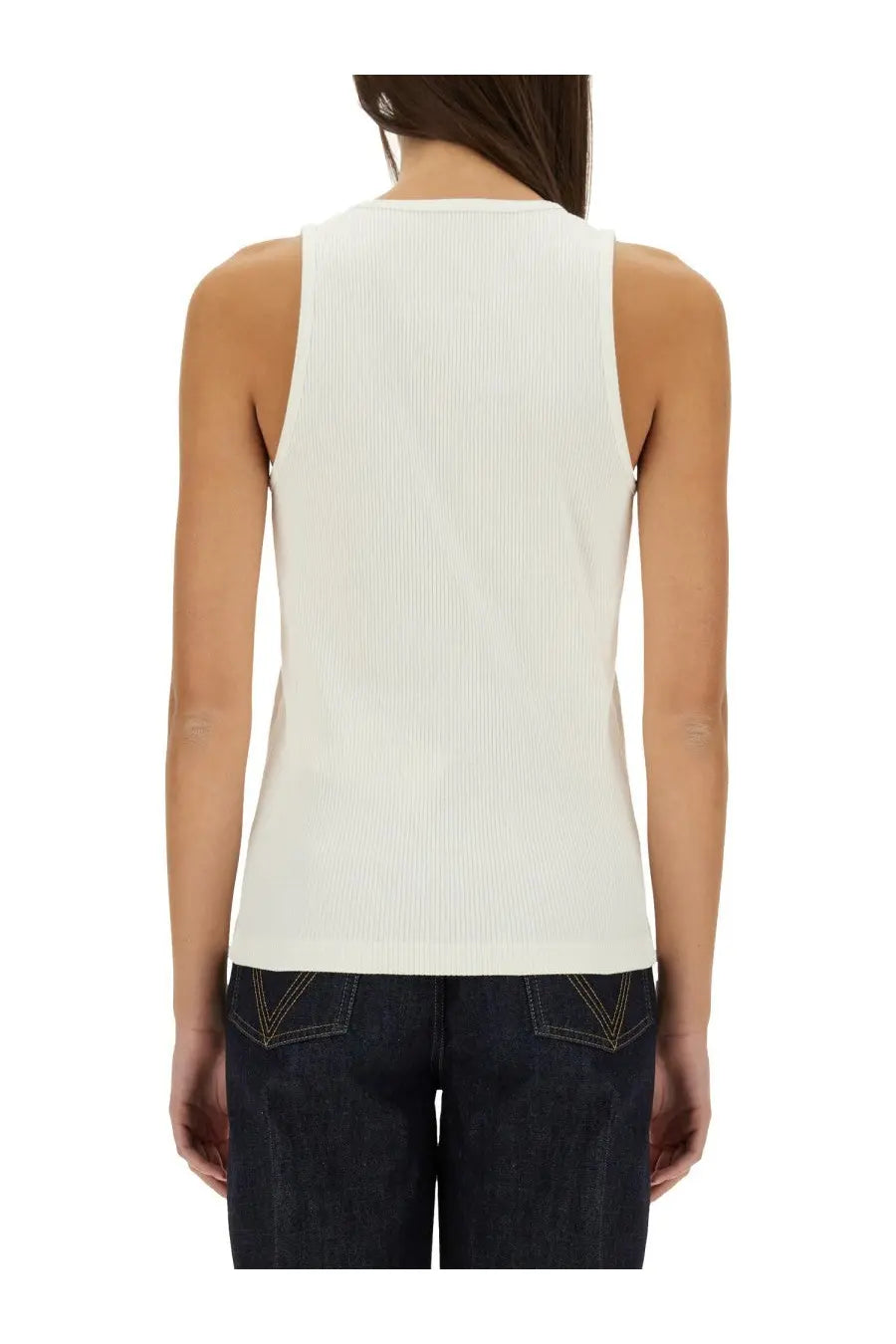 Bottega Veneta Women's Ribbed Cotton Jersey Top White, view 3
