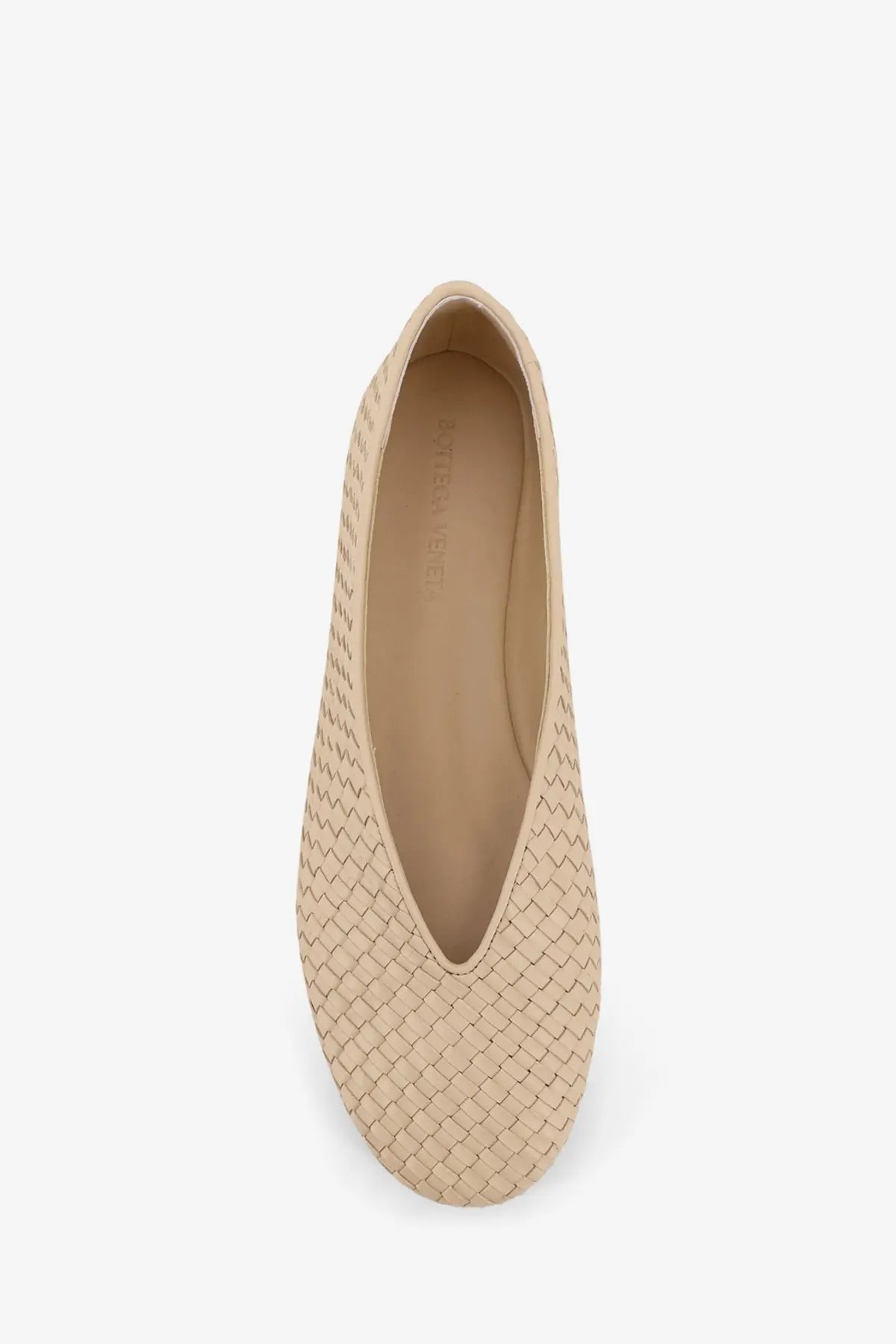 Bottega Veneta Women's Rosa Flat Leather Ballerinas Beige, view 5