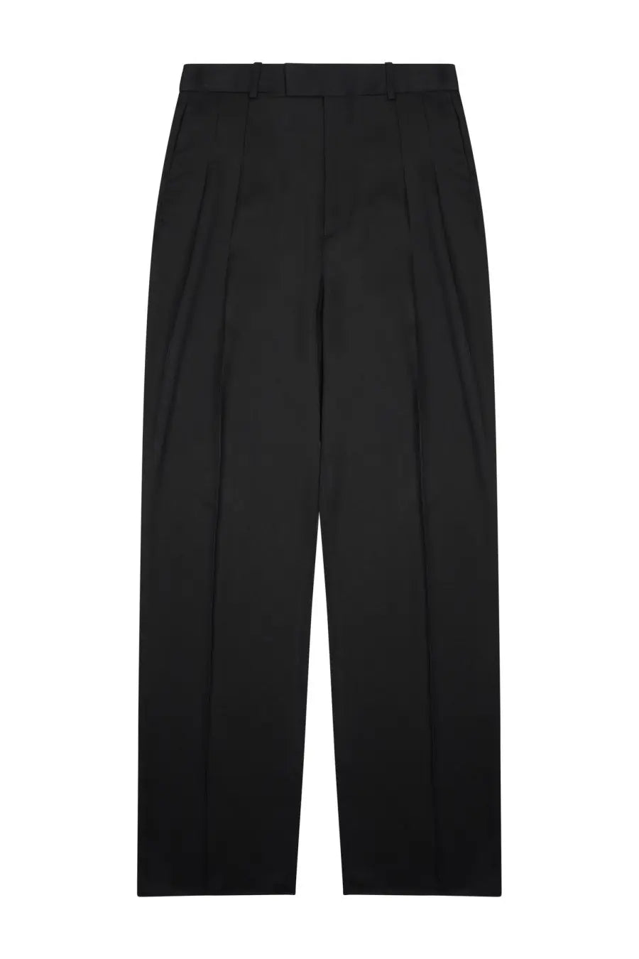 Black high-waisted pleated tailored silk blend trousers for women by bottega veneta