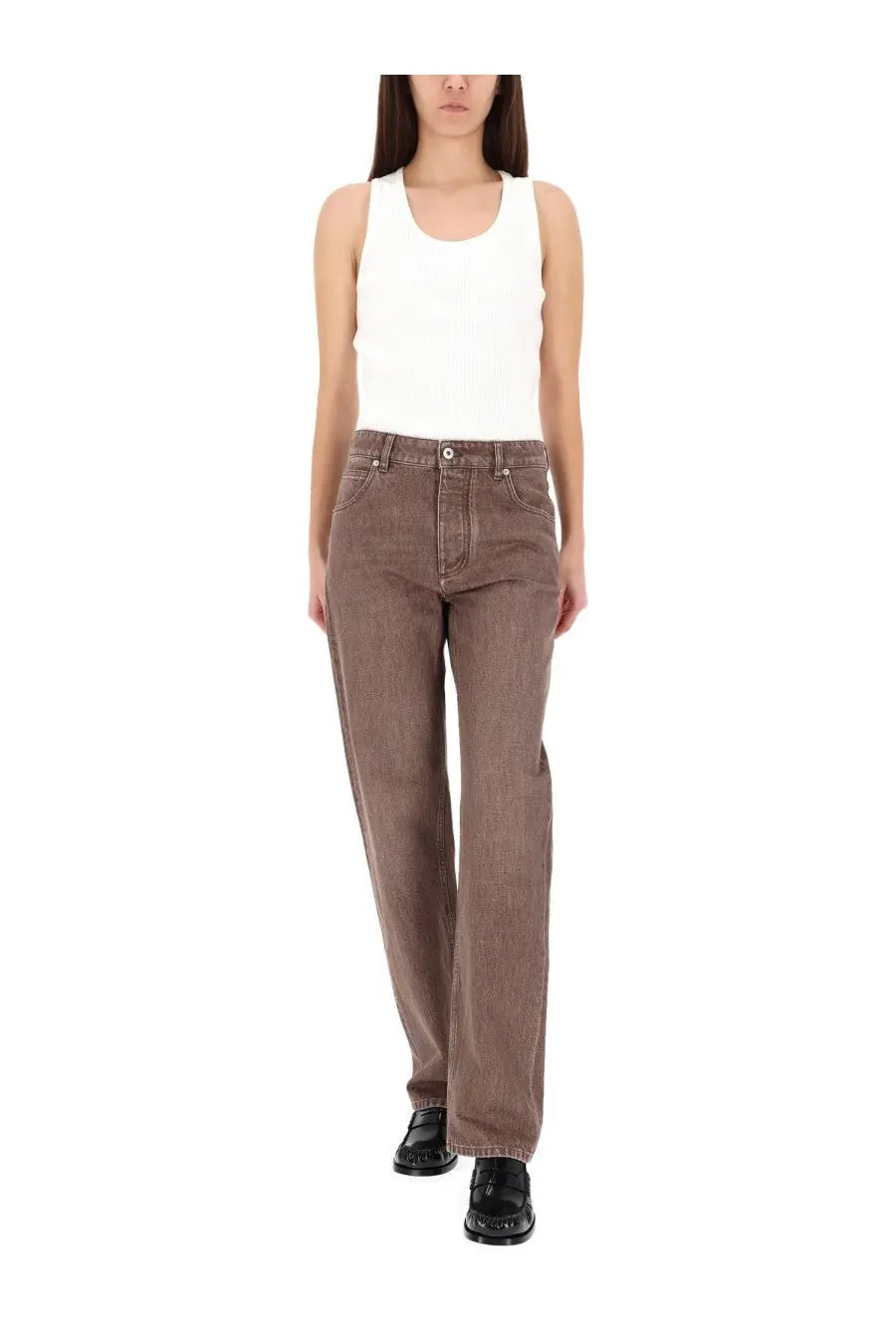 Bottega Veneta Women's Straight Denim Jeans Brown, view 2