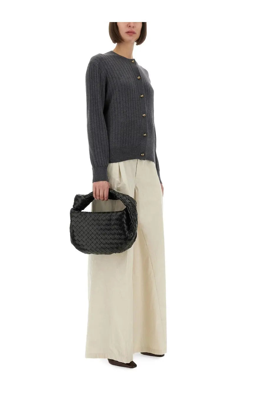 Bottega Veneta Women's Wool Cardigan Grey, view 2