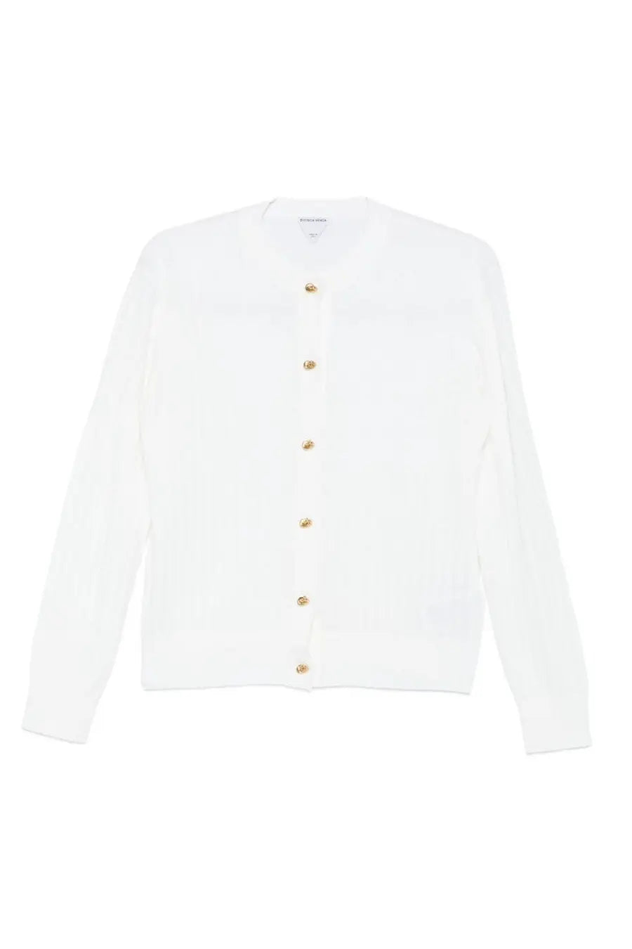 Bottega Veneta women’s white wool cardigan with gold-tone buttons knit for stylish layering