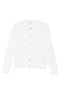 Bottega Veneta women’s white wool cardigan with gold-tone buttons knit for stylish layering