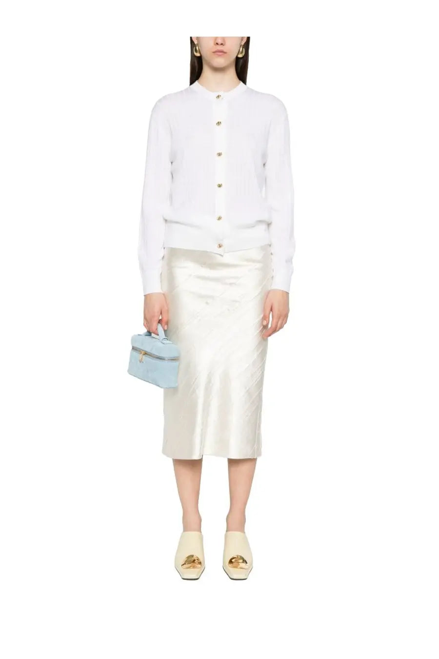 Bottega Veneta Women's Wool Cardigan White, view 2