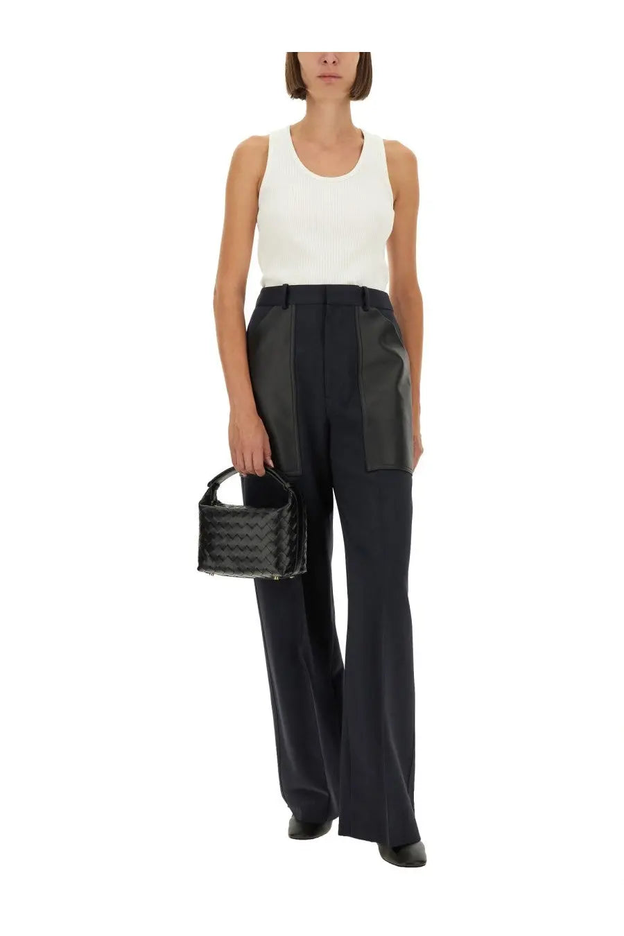 Bottega Veneta Women's Wool and Cotton Pants Blue, view 2