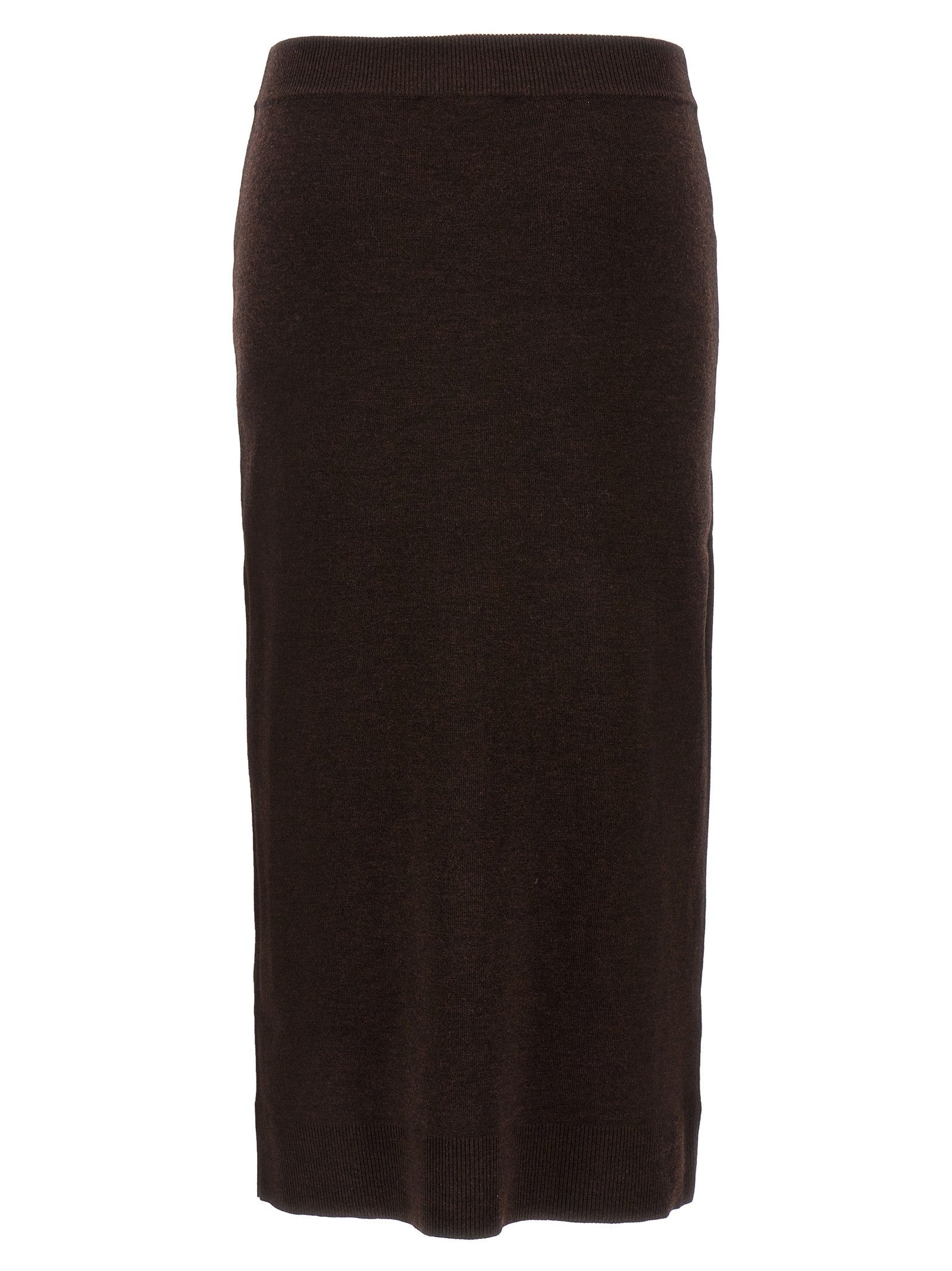 Victoria Beckham Bottoni Midi Skirt Brown