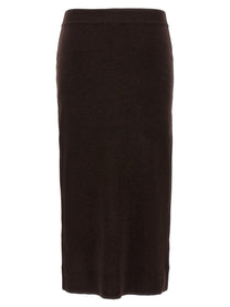 Victoria Beckham Bottoni Midi Skirt Brown