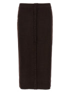 Victoria Beckham Bottoni Midi Skirt Brown