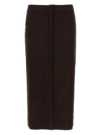 Victoria Beckham Bottoni Midi Skirt Brown