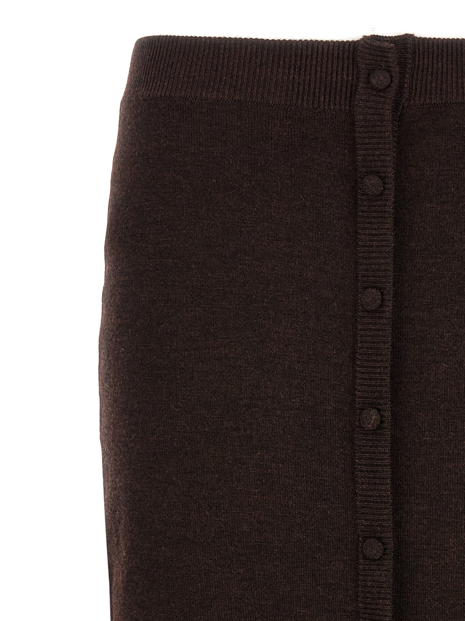 Victoria Beckham Bottoni Midi Skirt Brown