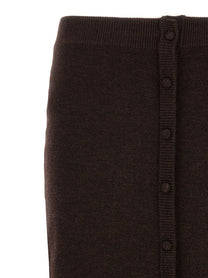 Victoria Beckham Bottoni Midi Skirt Brown