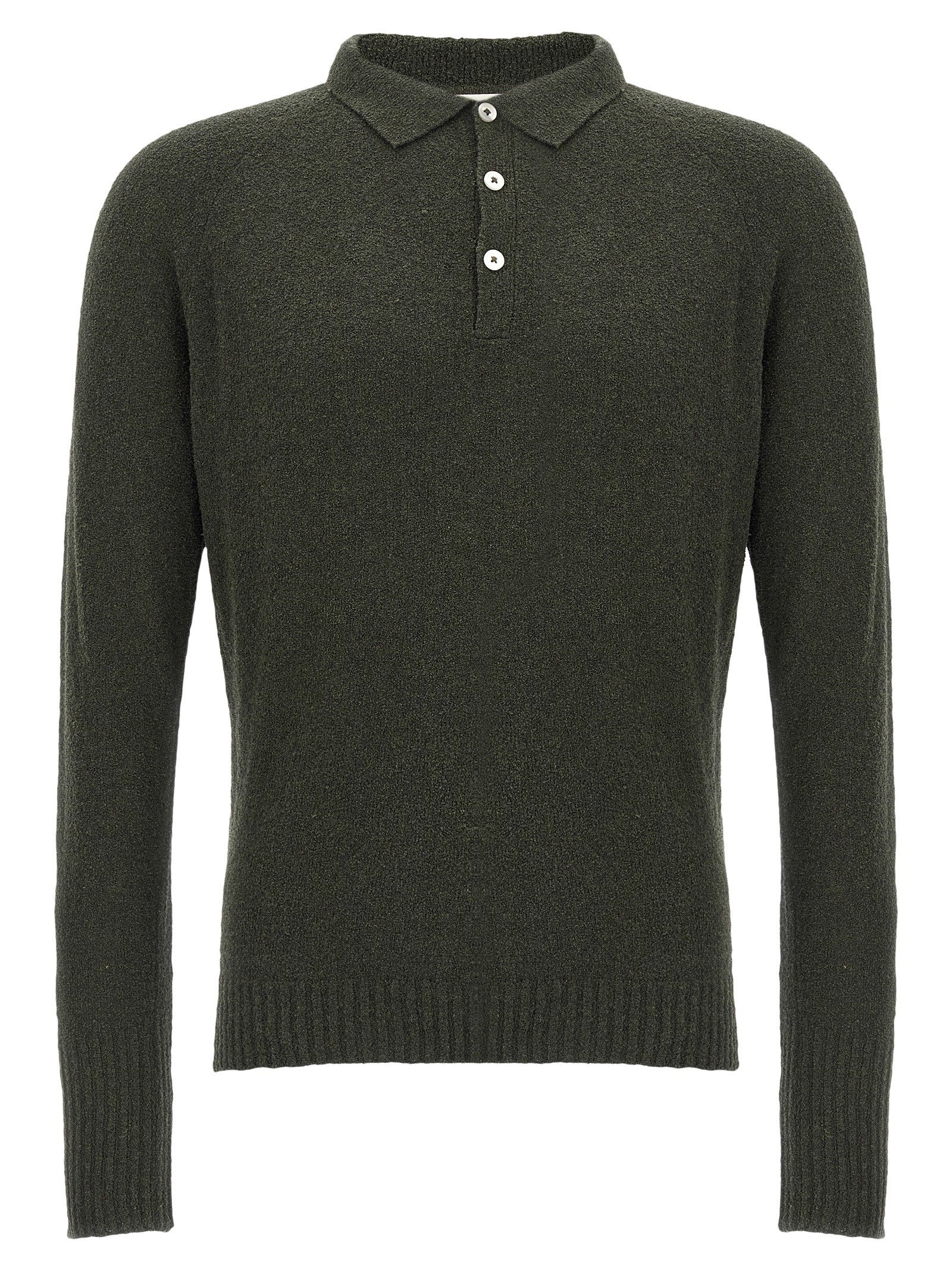 Ma'Ry'Ya Bouclé Cotton Polo Shirt Green