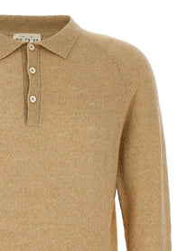 ma' ry' ya Bouclé Cotton Polo Shirt Beige