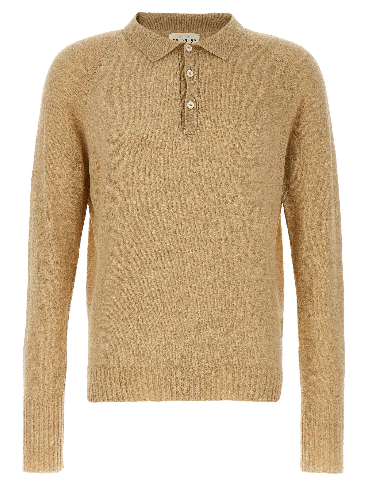 ma' ry' ya Bouclé Cotton Polo Shirt Beige