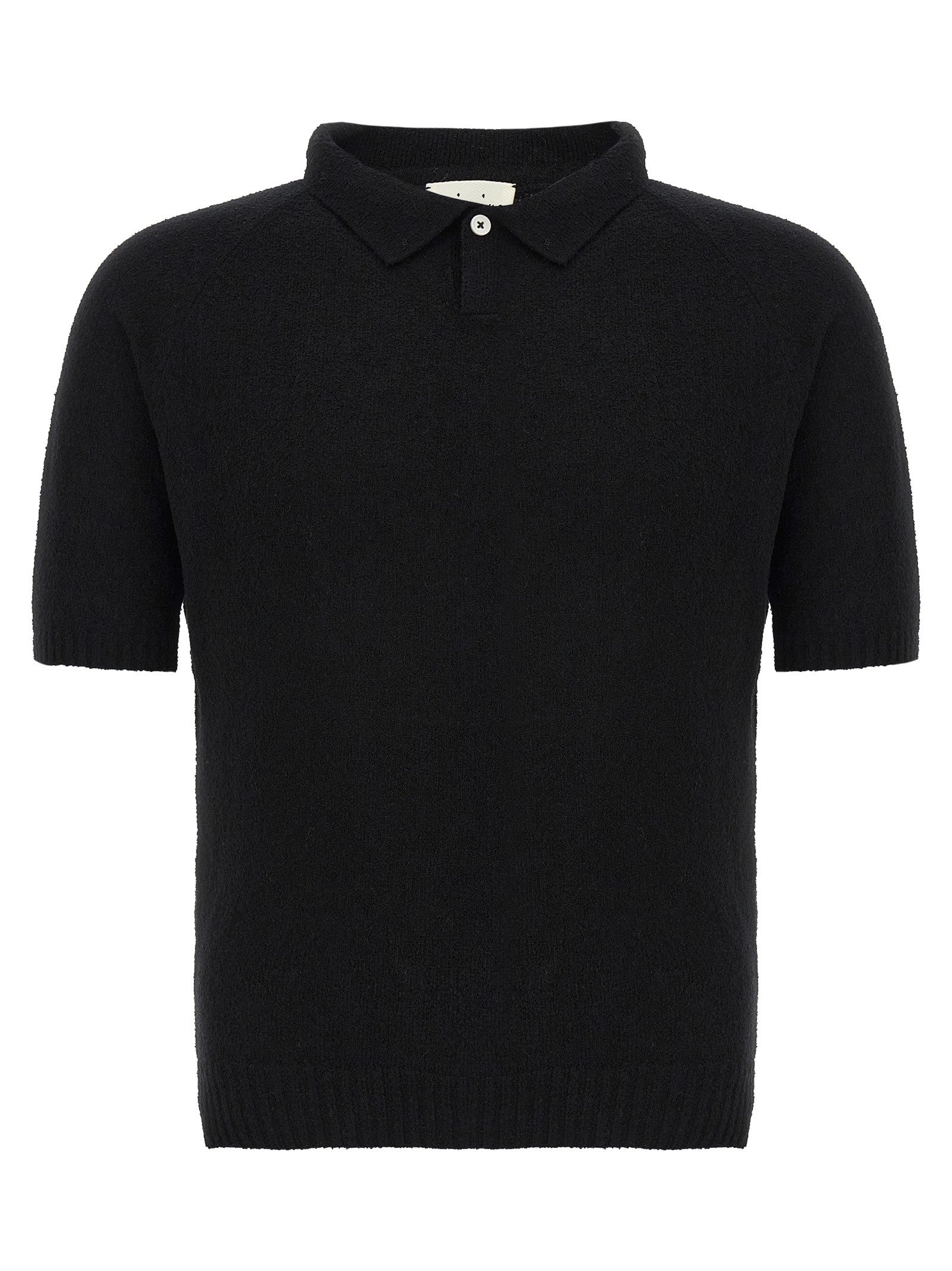 Ma'Ry'Ya Bouclé Cotton Polo Shirt Black