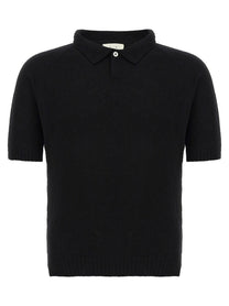 Ma'Ry'Ya Bouclé Cotton Polo Shirt Black
