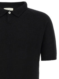Ma'Ry'Ya Bouclé Cotton Polo Shirt Black