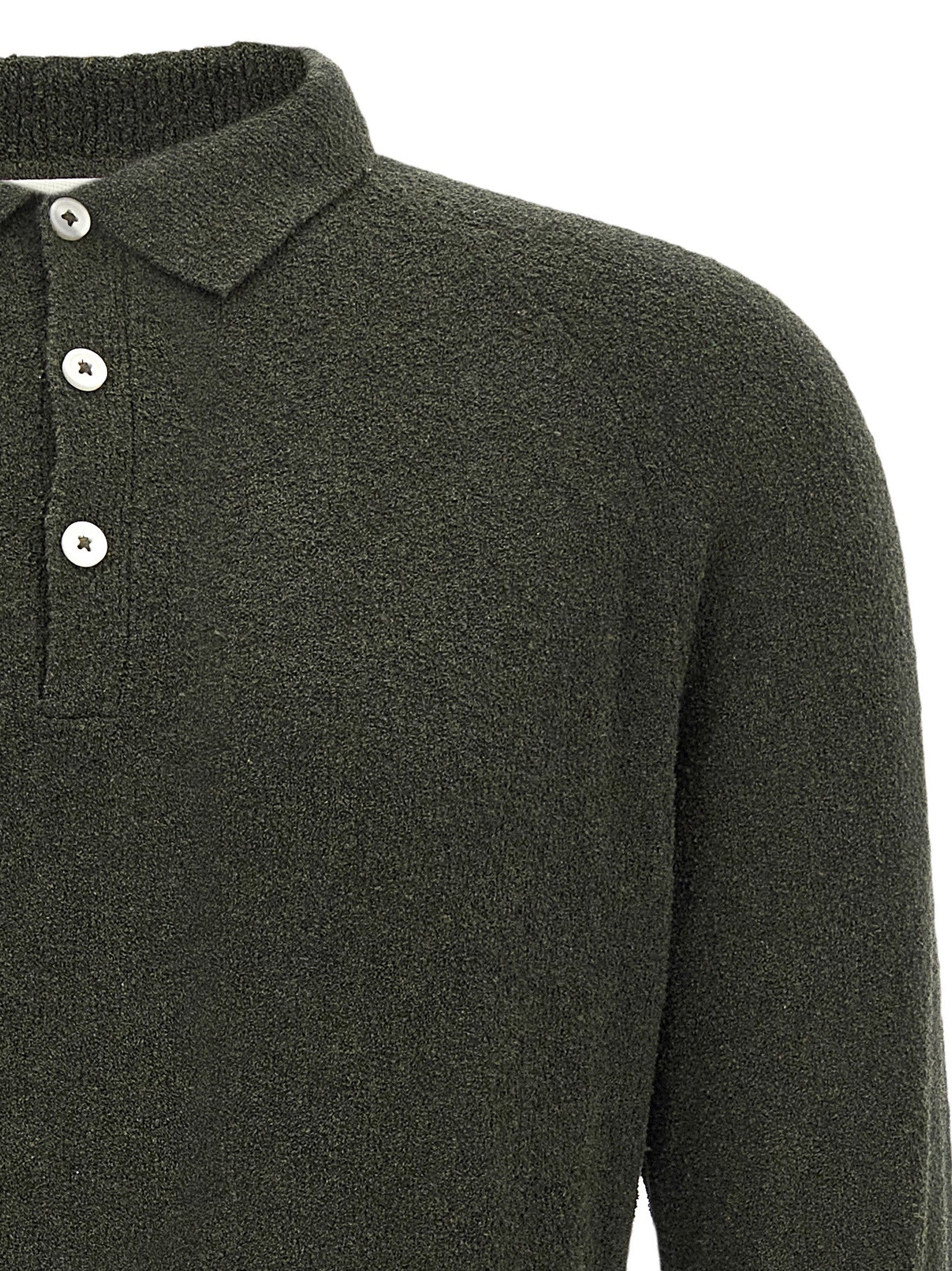 Ma'Ry'Ya Bouclé Cotton Polo Shirt Green