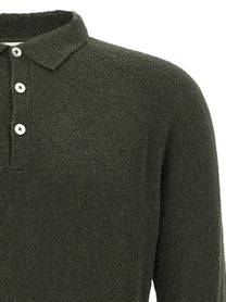 Ma'Ry'Ya Bouclé Cotton Polo Shirt Green