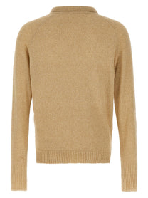 ma' ry' ya Bouclé Cotton Polo Shirt Beige