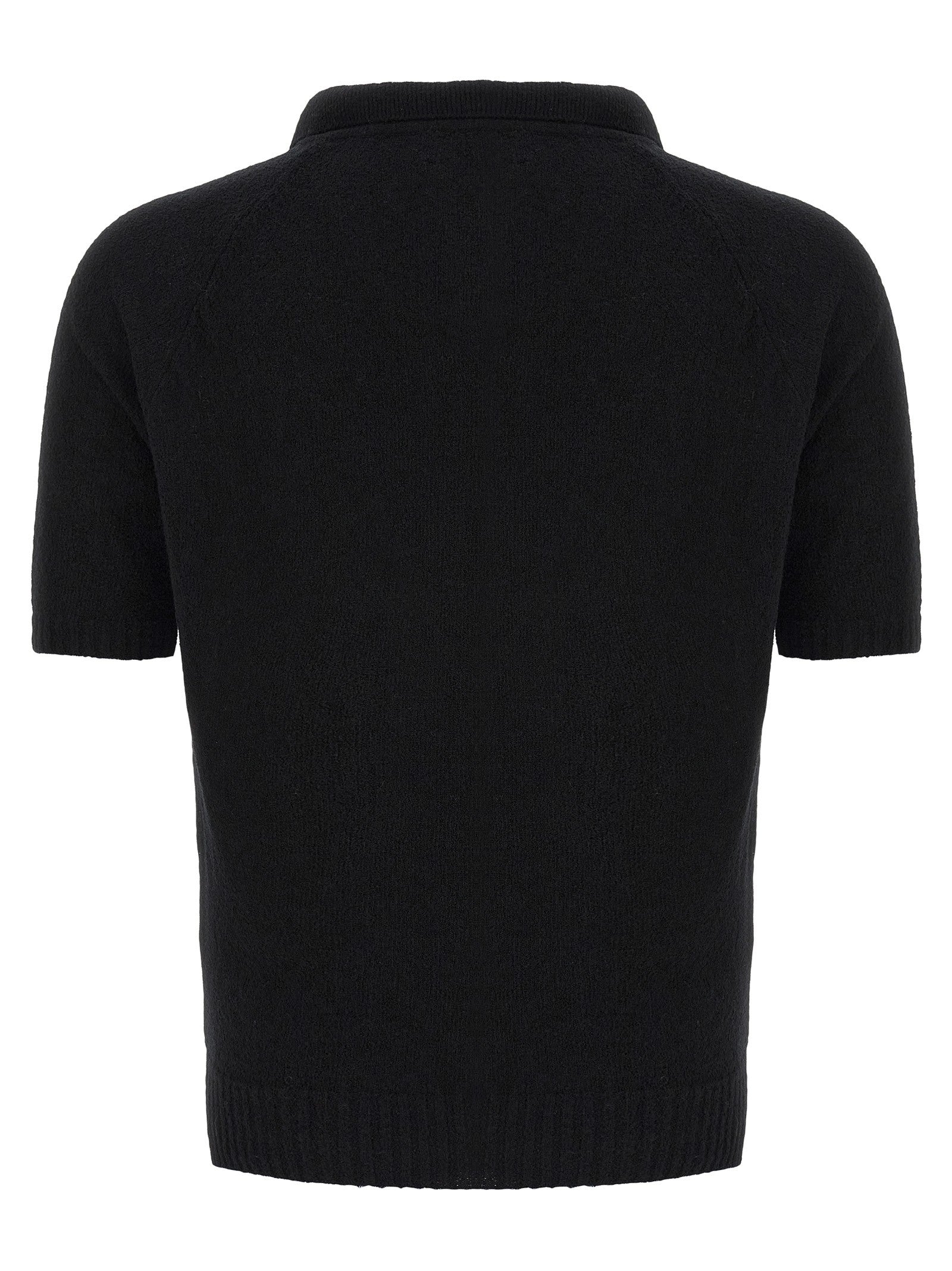 Ma'Ry'Ya Bouclé Cotton Polo Shirt Black