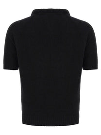 Ma'Ry'Ya Bouclé Cotton Polo Shirt Black