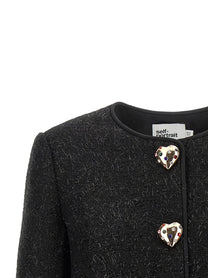self-portrait Bouclé Fur Jacket Black