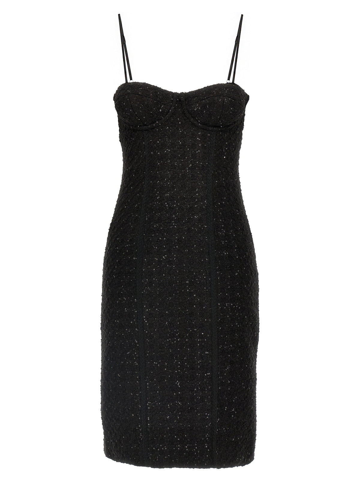 ROTATE Birger Christensen Bouclé Midi Dress Black