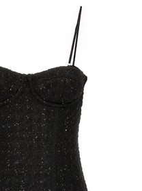 ROTATE Birger Christensen Bouclé Midi Dress Black