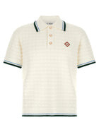Casablanca Bouclé Polo Shirt White
