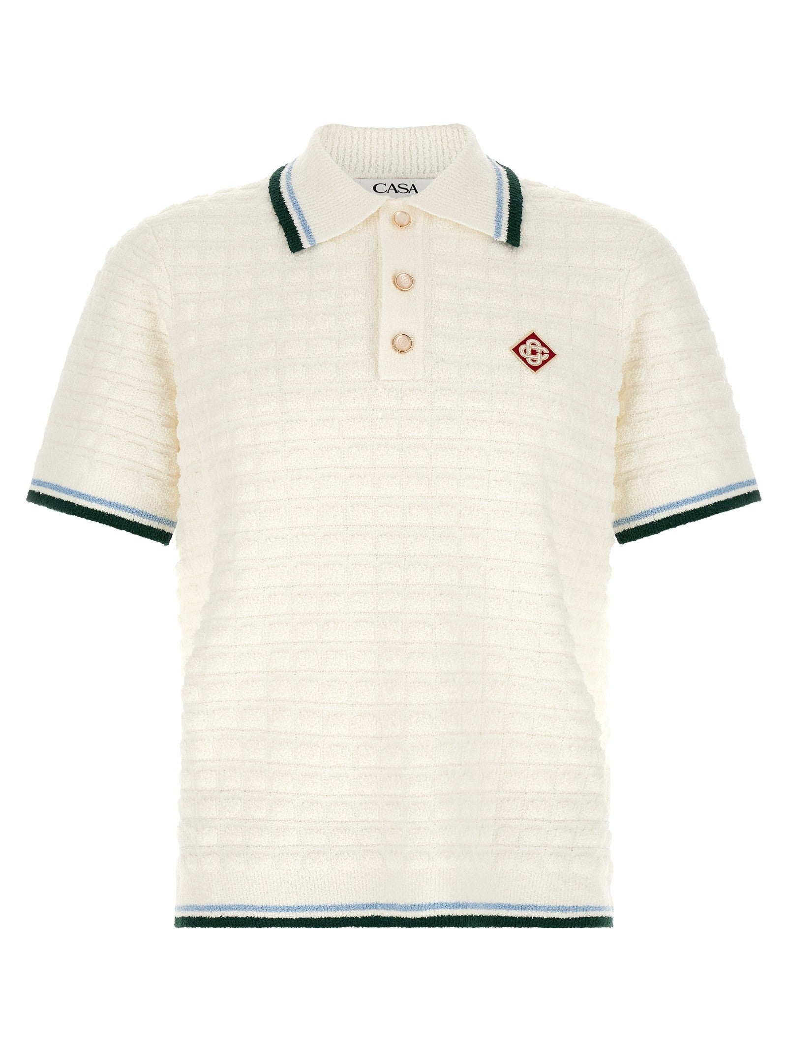Casablanca Bouclé Polo Shirt White