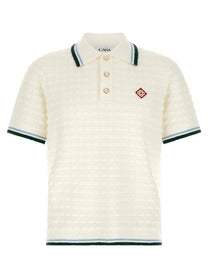Casablanca Bouclé Polo Shirt White