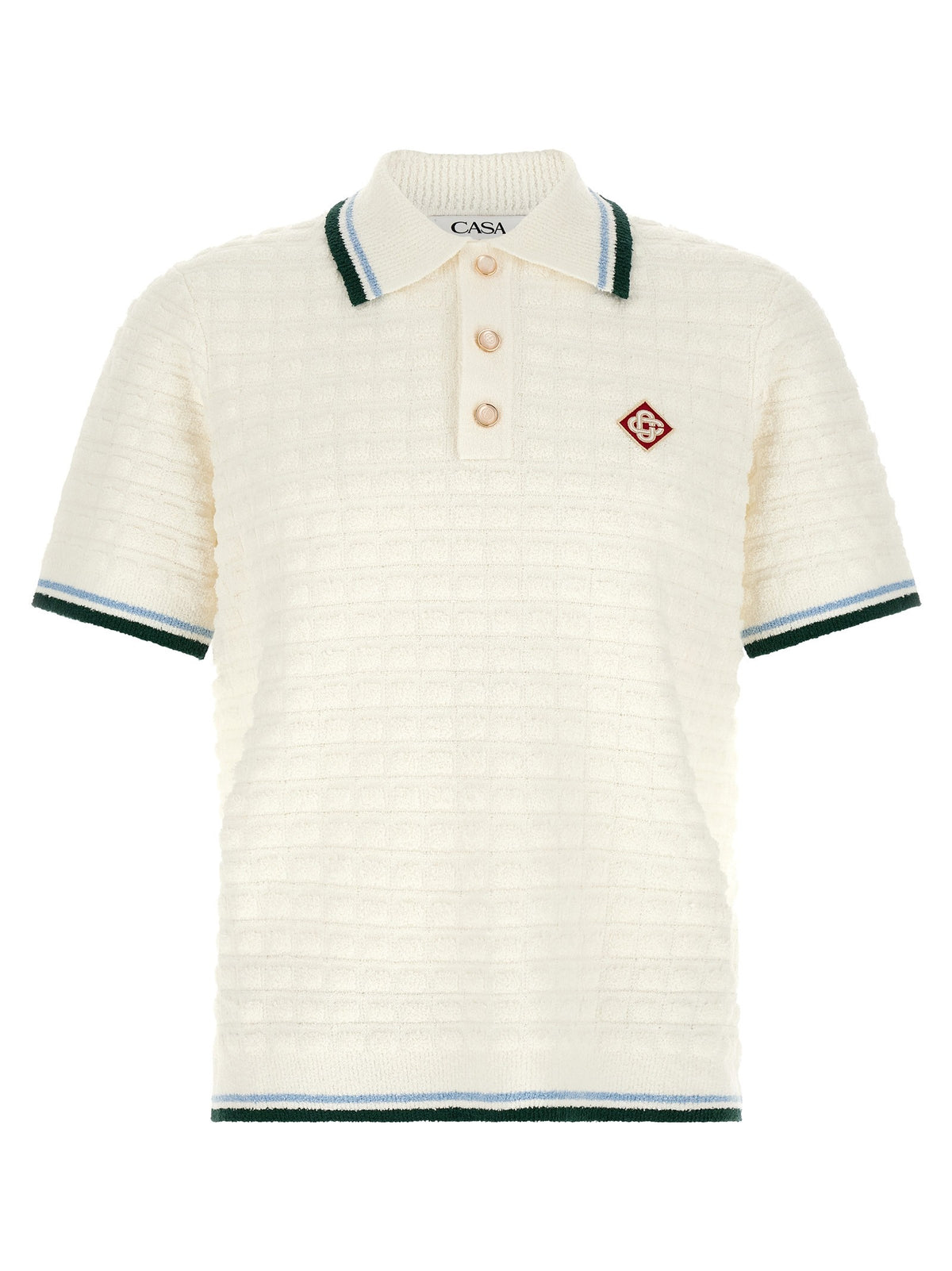 Casablanca Bouclé Polo Shirt White