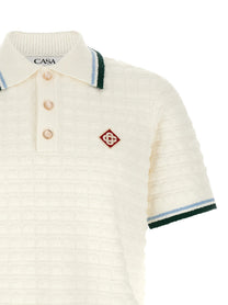 Casablanca Bouclé Polo Shirt White