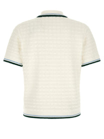Casablanca Bouclé Polo Shirt White