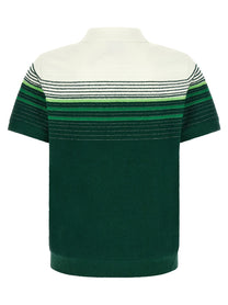 Casablanca Bouclé Stripes Polo Shirt Green